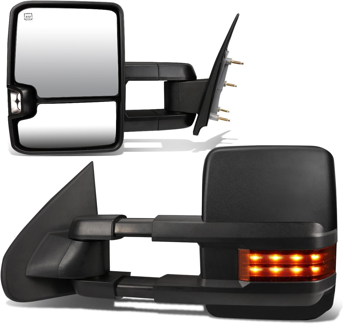 DNA Motoring TWM-016-T888-BK-AM Pair of Powered Heated Telescopic Towing Side Mirrors w/Turn Signal Compatible with 14-17 Silverado 1500/14-17 Sierra 1500