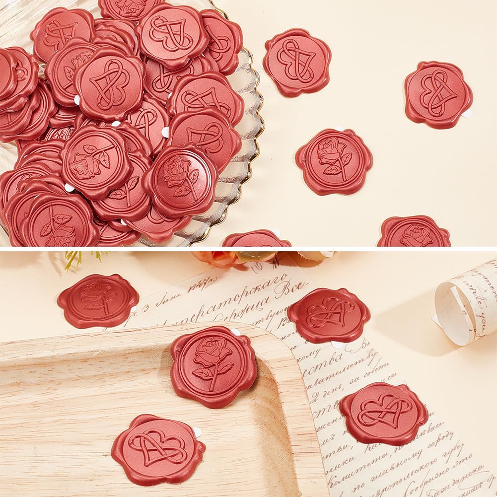50 Pcs Autocollants Sceau De Cire Arbre De Vie Rouge Foncé - 2,5 Cm - Style Vintage Pour Mariage, Noël, Invitations & Cadeaux