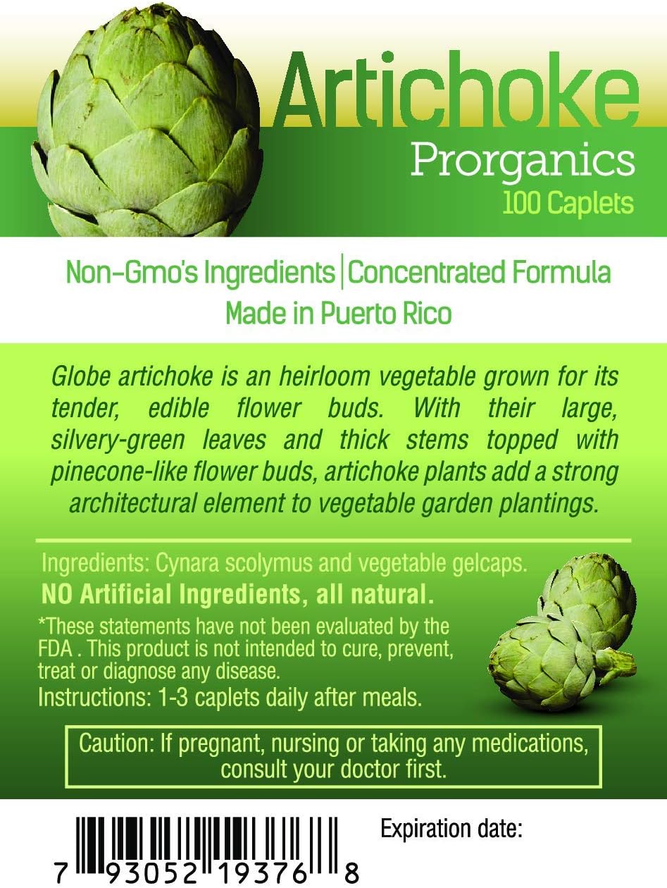 100 Rare Organic Artichoke caplets by Prorganics