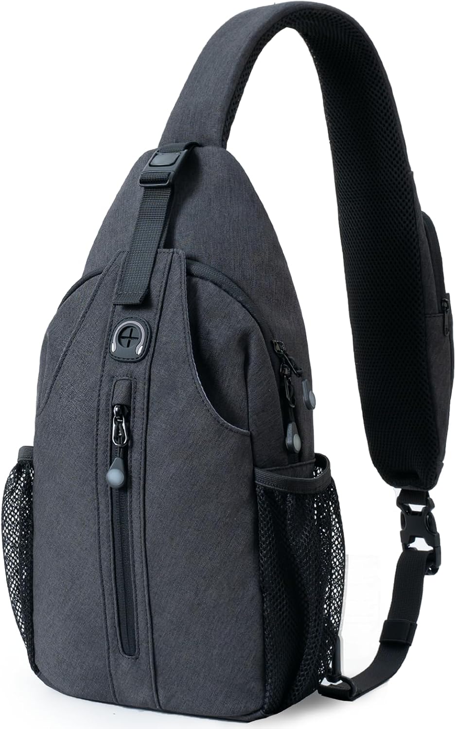 LEDAOU Crossbody Sling Bag Anti-Theft Sling Backpack Cross Body Shoulder Chest Bag Fanny Pack Travel Hiking (Black-Grey)