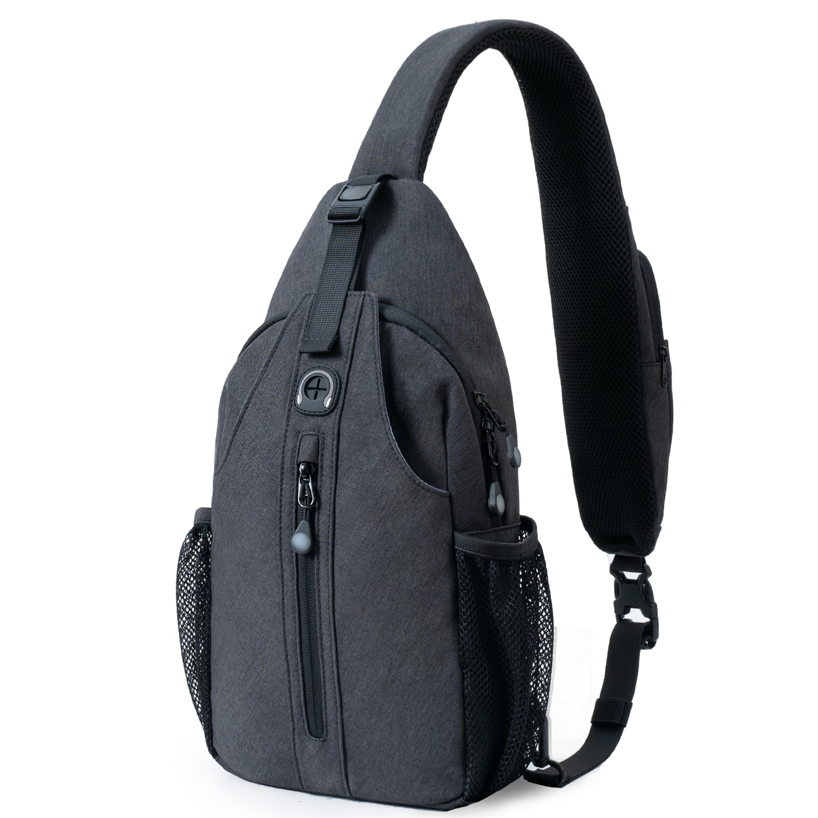 LEDAOU Crossbody Sling Bag Anti-Theft Sling Backpack Cross Body Shoulder Chest Bag Fanny Pack Travel Hiking Black-Grey