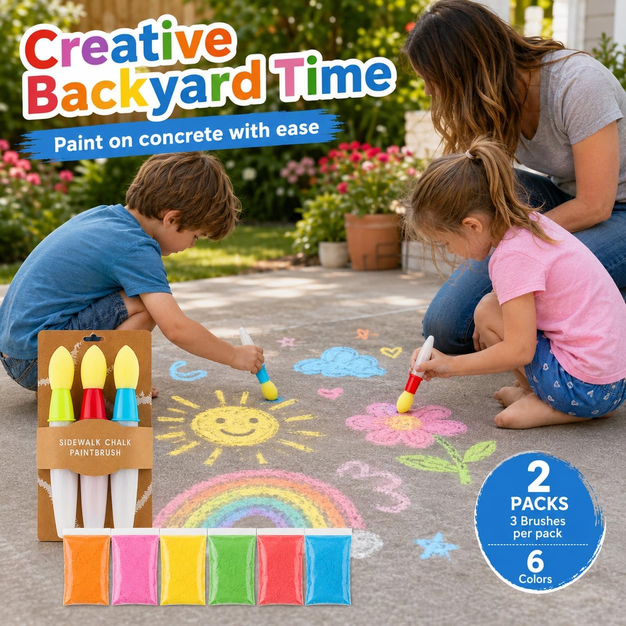 Sidewalk Chalk Paint Brush Set, Refillable Washable Chalk Paint