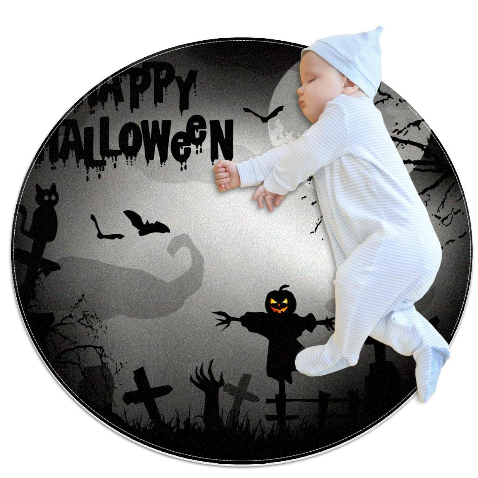 Tapis chauve-souris Halloween rond pour décorer le salon