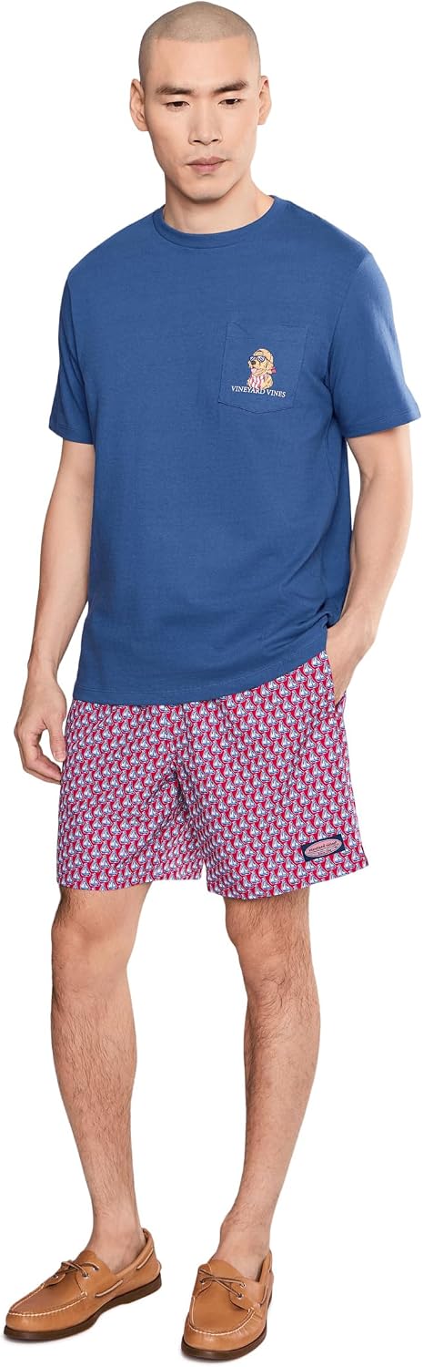 vineyard vines 7 Inch Printed Chappy Swim Trunks, Sailing-Lighthouse Red, XXL