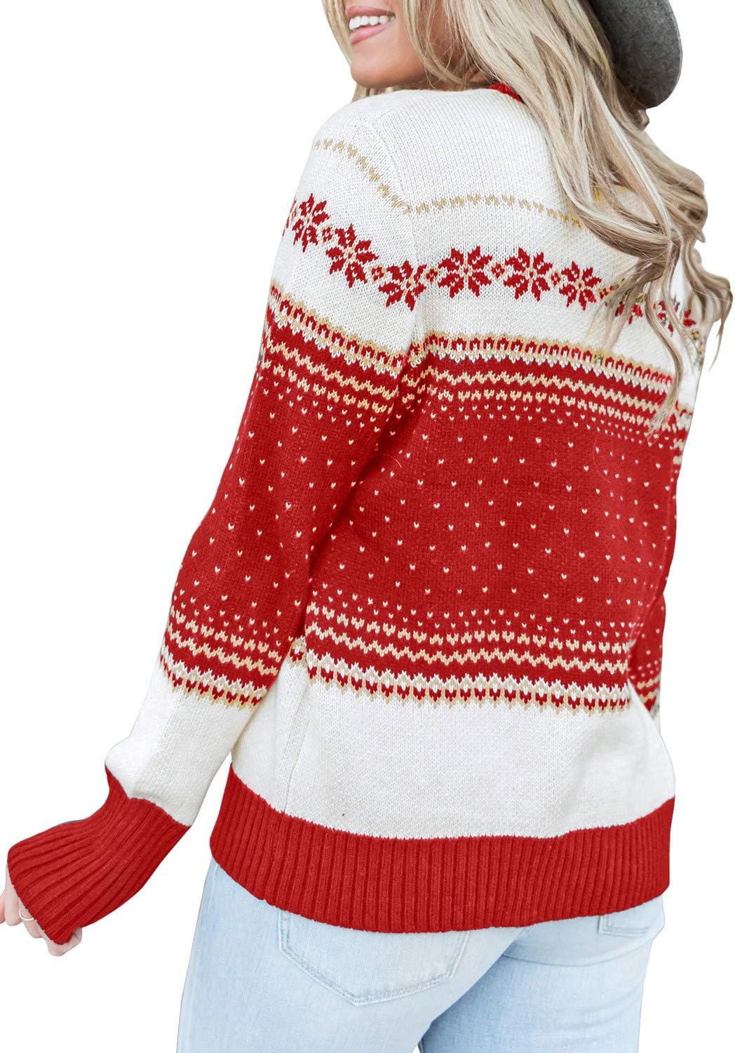 LookbookStore Women Ugly Christmas Tree Reindeer Holiday Knit Sweater Pullover - Image 2