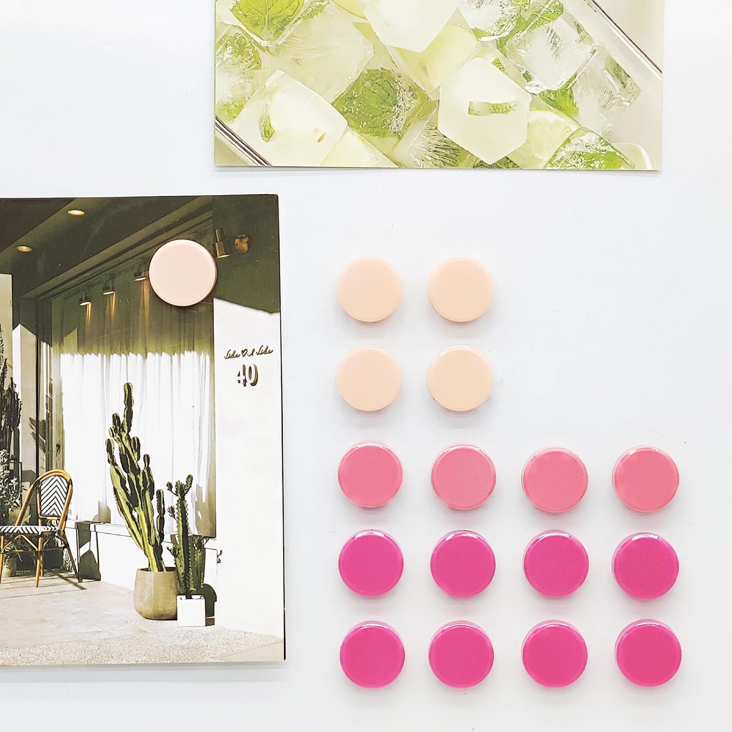 Fridge Magnets 30 PCS, Strong Refrigerator Magnets for Whiteboard, Heavy Duty Small Round Magnets, Mini Decorative Cute Magnet for Fridge, Locker, Map, Kitchen, School, Office, Classroom (Pink) image 4