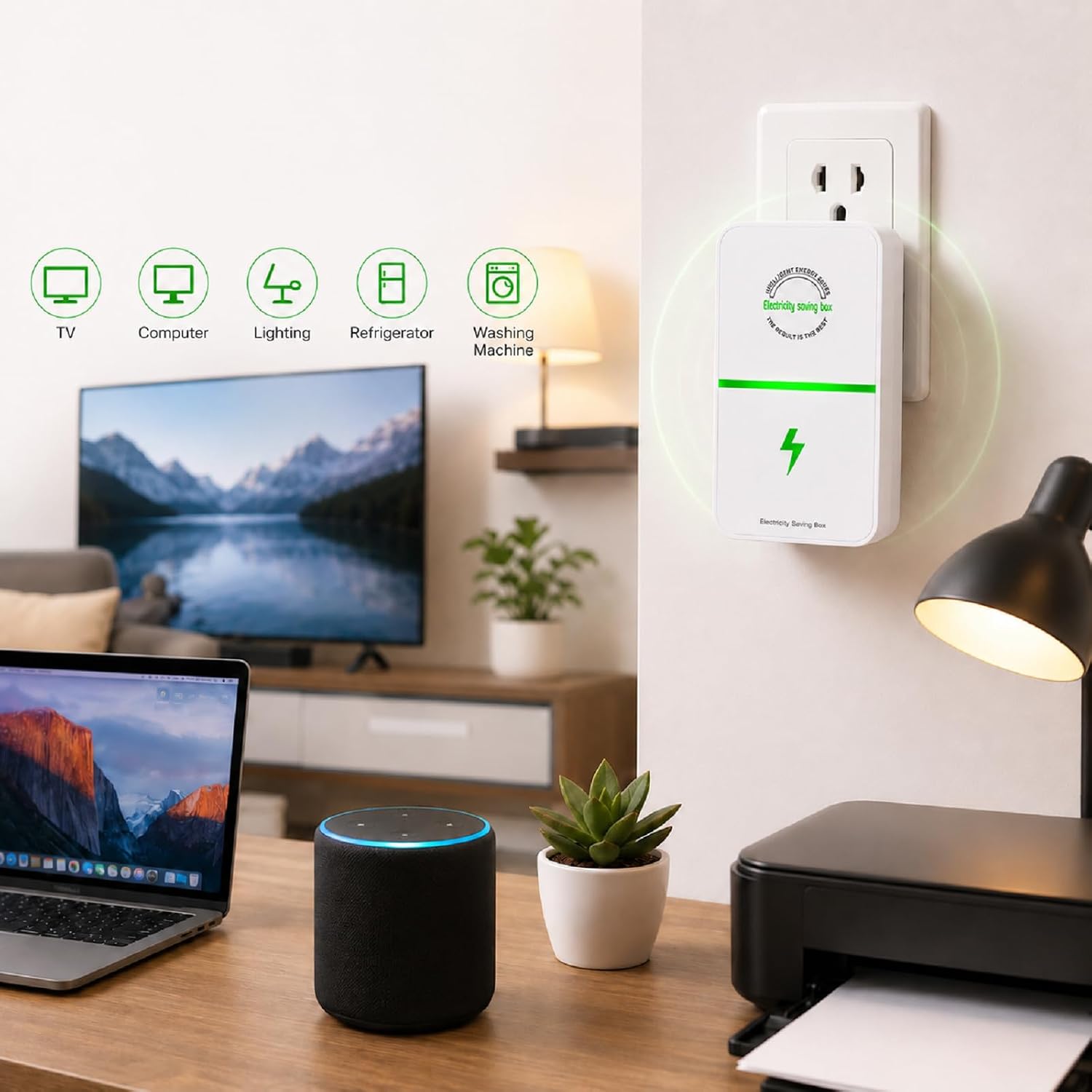 New Universal Energy-Saving Box,Reduce Electricity Bills,Surge Protector Strips Voltage Outlet,Energy Savings Device with Voltage Optimization, Automatic Stable Voltage Regulator for Home Office(2Pcs)