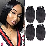 Liang Dian 8 Inch Short Human Hair Bundles Natural Color 4 Bundles 12A Brazilian Virgin Hair 100% Unprocessed Straight Human Hair(8888)