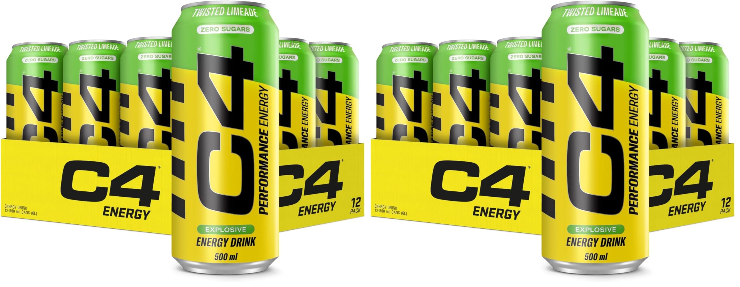Cellucor C4 Performance Energy Carbonated 500ml x 12 Twisted Limeade Multi-ling (Lot de 2)