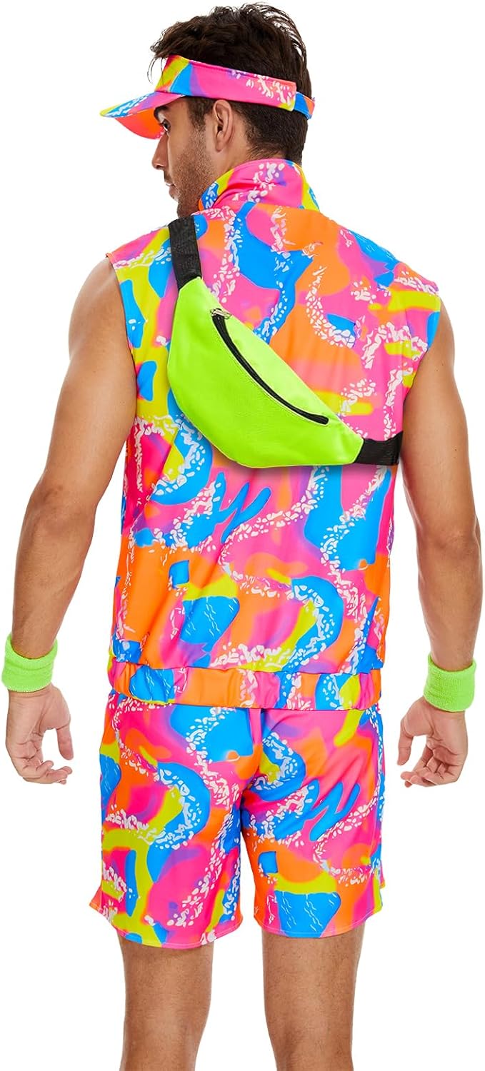 80s 90s Outfit for Men, 80s Track Suit Men with Accessories -Couples Costumes for Halloween Carnival Cosplay - Image 3