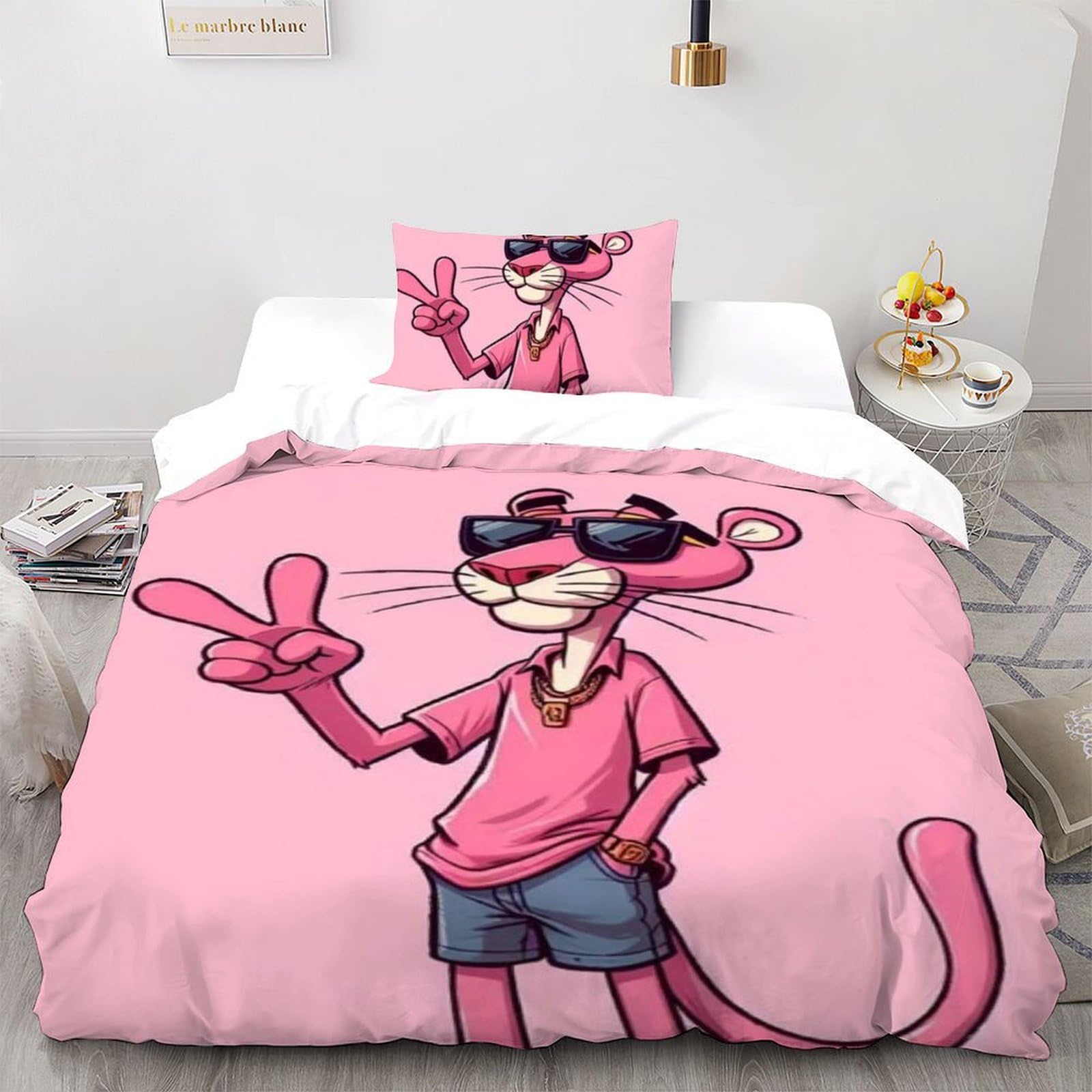 Housse de couette microfibre animaux respirante et taies d'oreiller 3D pour lit simple