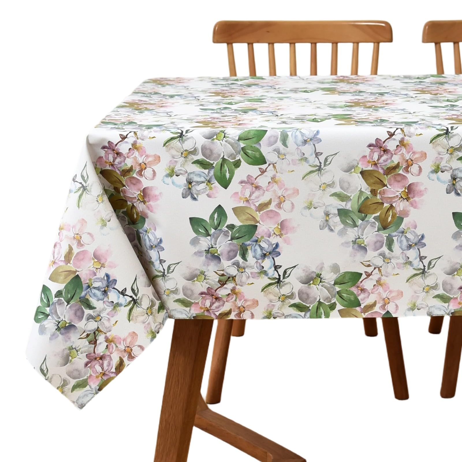 Yofori Wipe Clean Tablecloth, Watercolor Blooms, 137x180cm, Rectangular