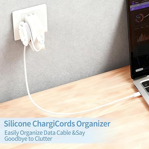 Miniatura 8 de Paquete de 3 organizadores de cables de carga plegables de silicona, enrollador de cables plegable y soporte de cable de electrodomésticos