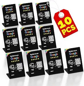 Google Review Stand (10 pcs) - Reusable NFC & QR Code Review Tap Cards for Business