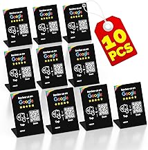Google Review Stand (10 PCS)- Boost Reviews w/Reusable Google Review Tap Card Stand & QR Code Stand -No App, No Subscription-Android & iPhone Compatible -Boost Google Reviews for Online Growth