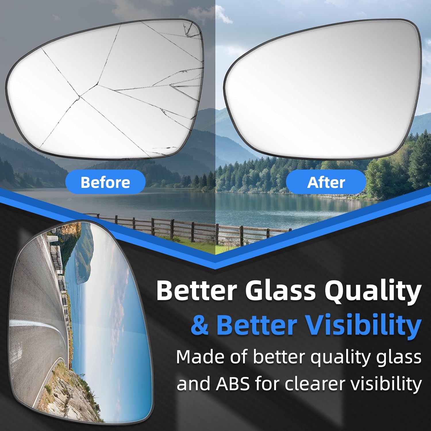 Driver Side Mirror Replacement for Kia Optima 2011 2012 2013 2014 2015 - Left Side Mirror Glass, Rear View Mirrors Glass with Power Heated