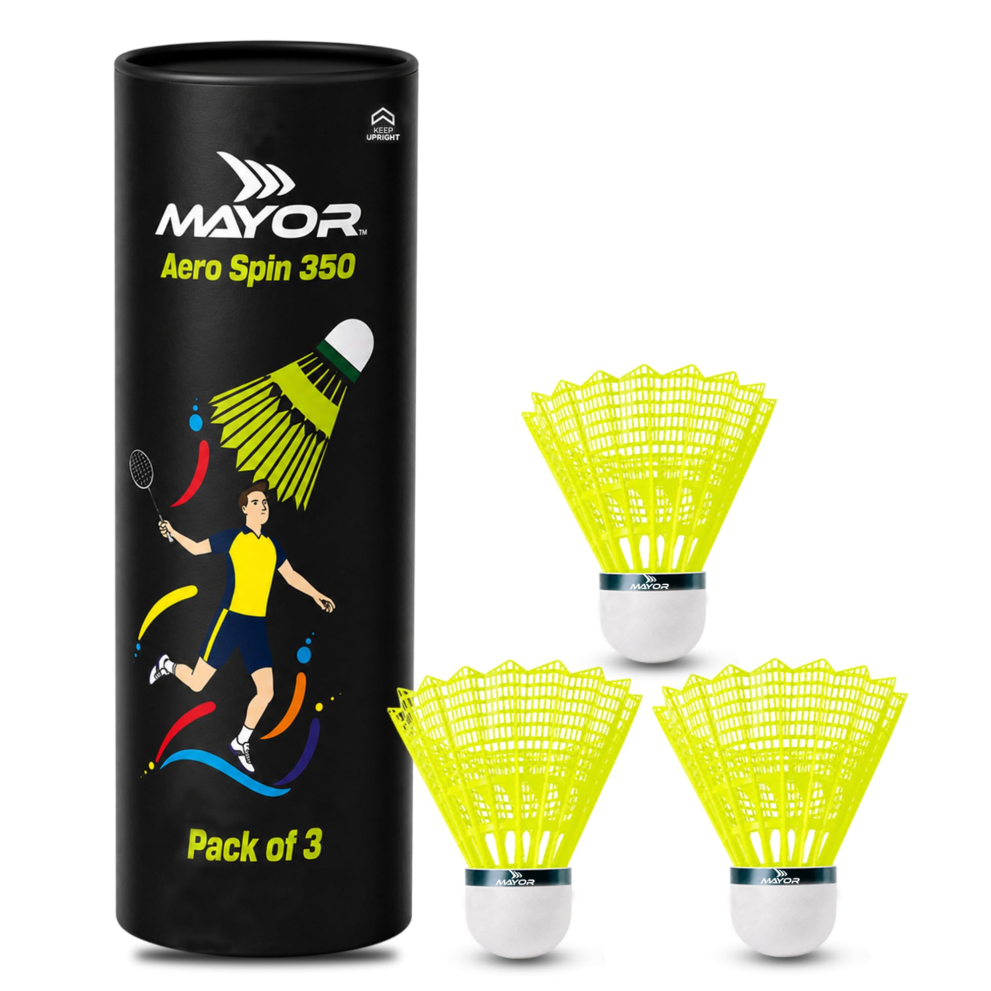 MAYOR Nylon Shuttlecock Durable Badminton Shuttle Medium Speed for Indoor Outdoor Practice Play (Green Pack of 3)-image-32