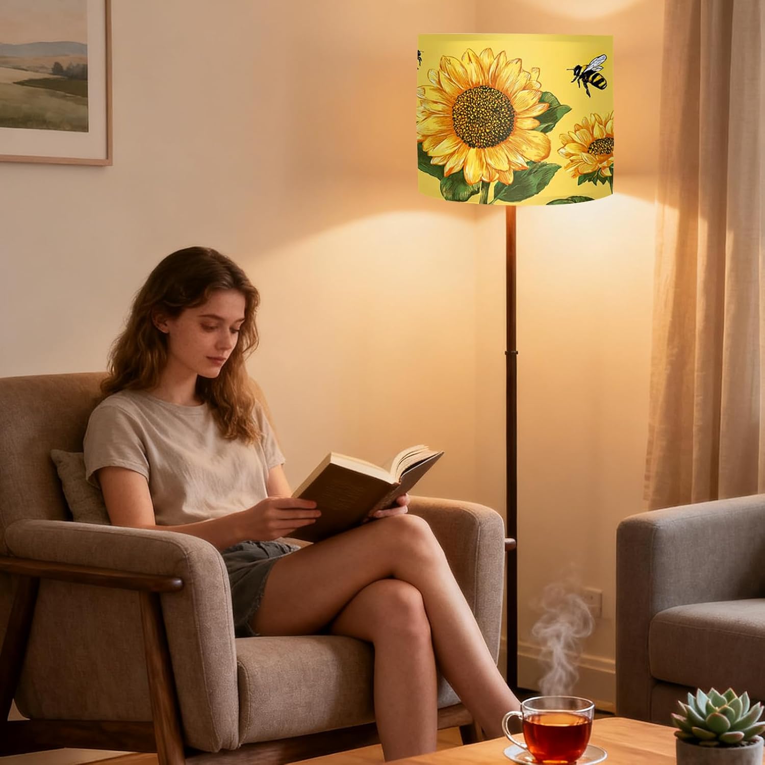 Nuxovilar Lamp Shades Set of 2, Polyester 13x9.8 Inches - Lamp Shades for Table Lamps, Vibrant Floral Design for Living Room, Bedroom
