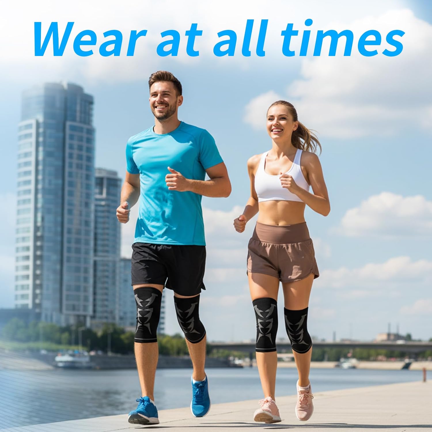 Compression Knee Brace for Women and Men Fit Mobilizer Knee Sleeve for Knee Pain Arthritis Sports Knee System Brace to Shin Protection Patellar Tendon Support Stabilizer (Medium)
