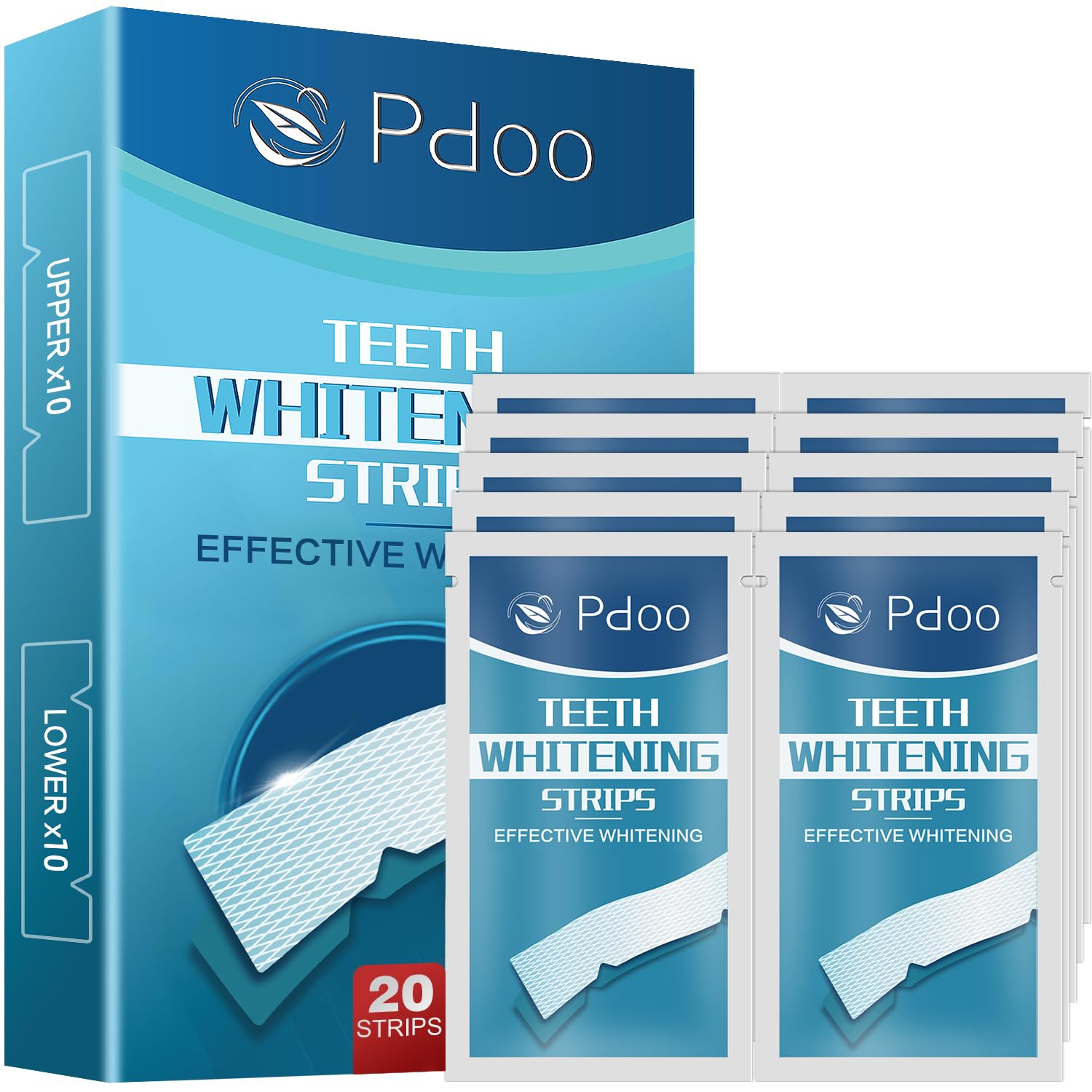 Teeth Whitening Strip 10 Treatments - Whitening Strips for Sensitive People, Fast Remove Smoking, Coffee, Wine Stains, Teeth Brightening Kit Pack of 20 Non-Slip Strips