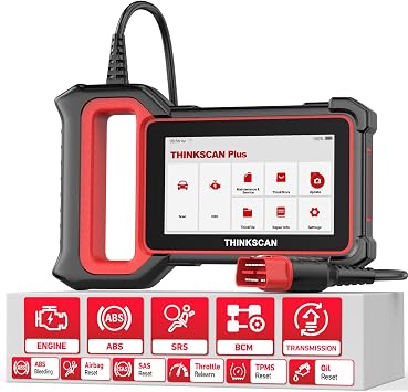 THINKCAR Thinkscan Plus S4 Touch Screen Diagnostic Scan Tool 28 Resets ABS/SRS/Engine/Transmission/BCM OBD2 Scanner Code Reader Airbag Reset ABS Bleeding Oil Service EPB TMPS Throttle Learning