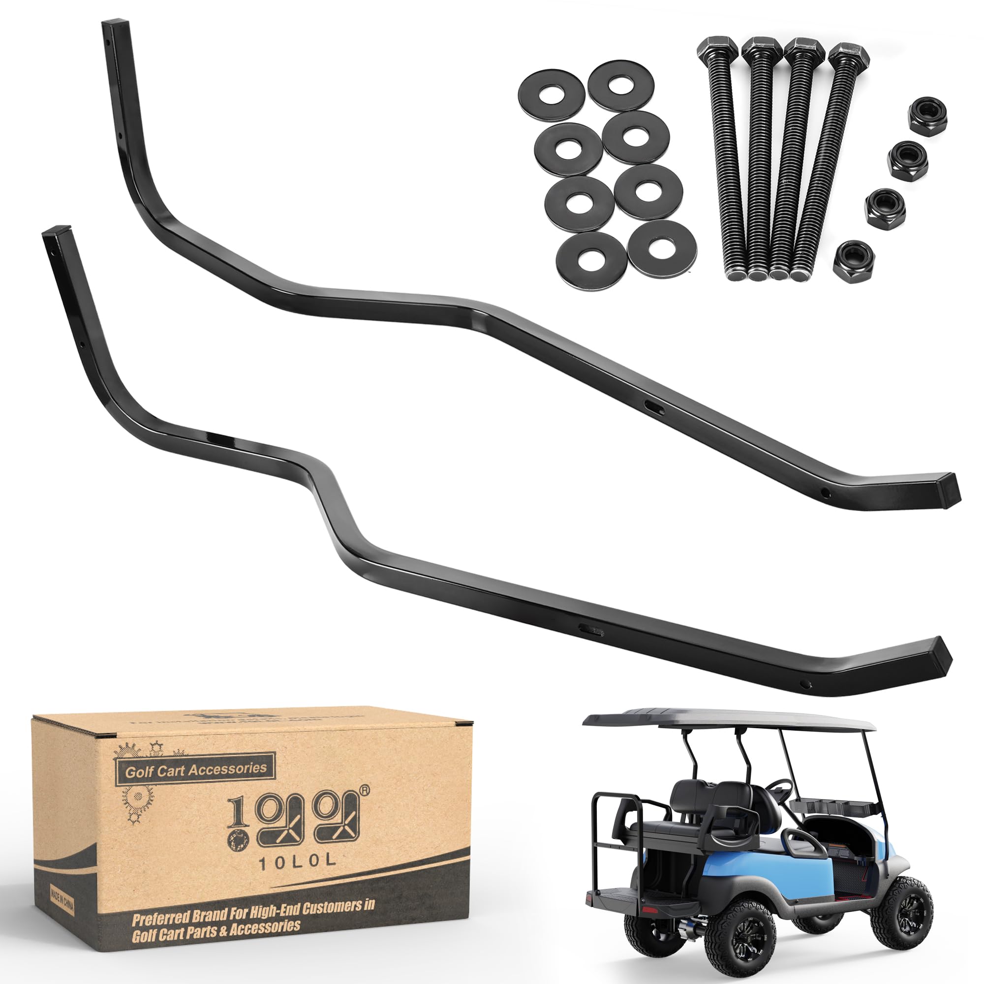 10L0L Heavy Duty Golf Cart Rear Strut Support Brackets for Club Car Precedent Long Roof (Fits 88 Inch Long Top Models Only), Durable Rear Strut Brace