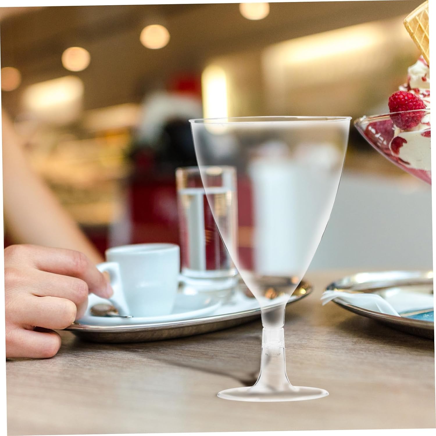 VICASKY 25pcs Disposable Cocktail Cups High Stem Wine Glasses for Parties Weddings with Elegant Design and Smooth Finish