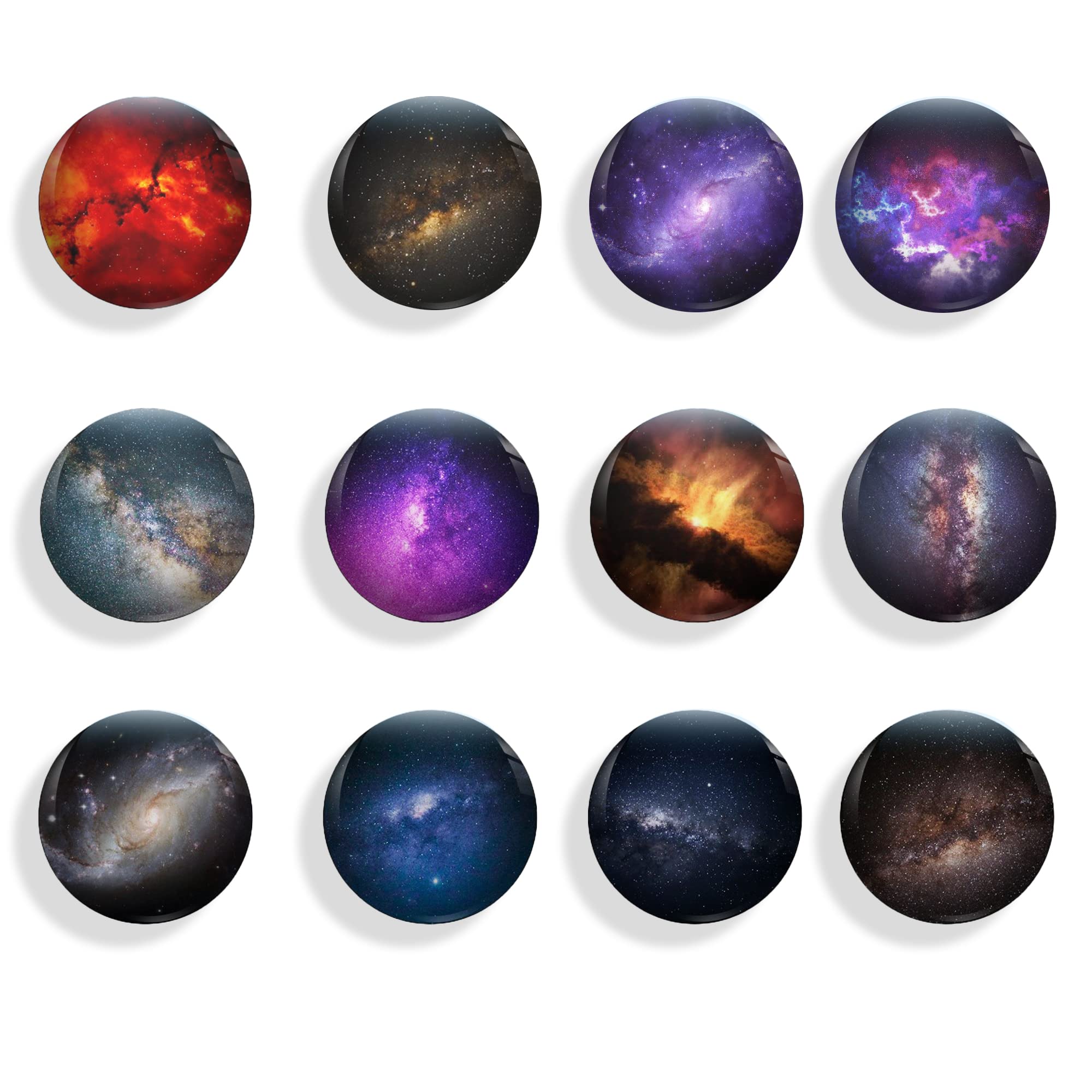 StarrySky 12PCs Fridge Magnets with Gift Box Glass Refrigerator Magnets for Kitchen Office School Use, Home Decorative Magnets, Galaxy Ornament, Gift for Space Lovers 35mm - 