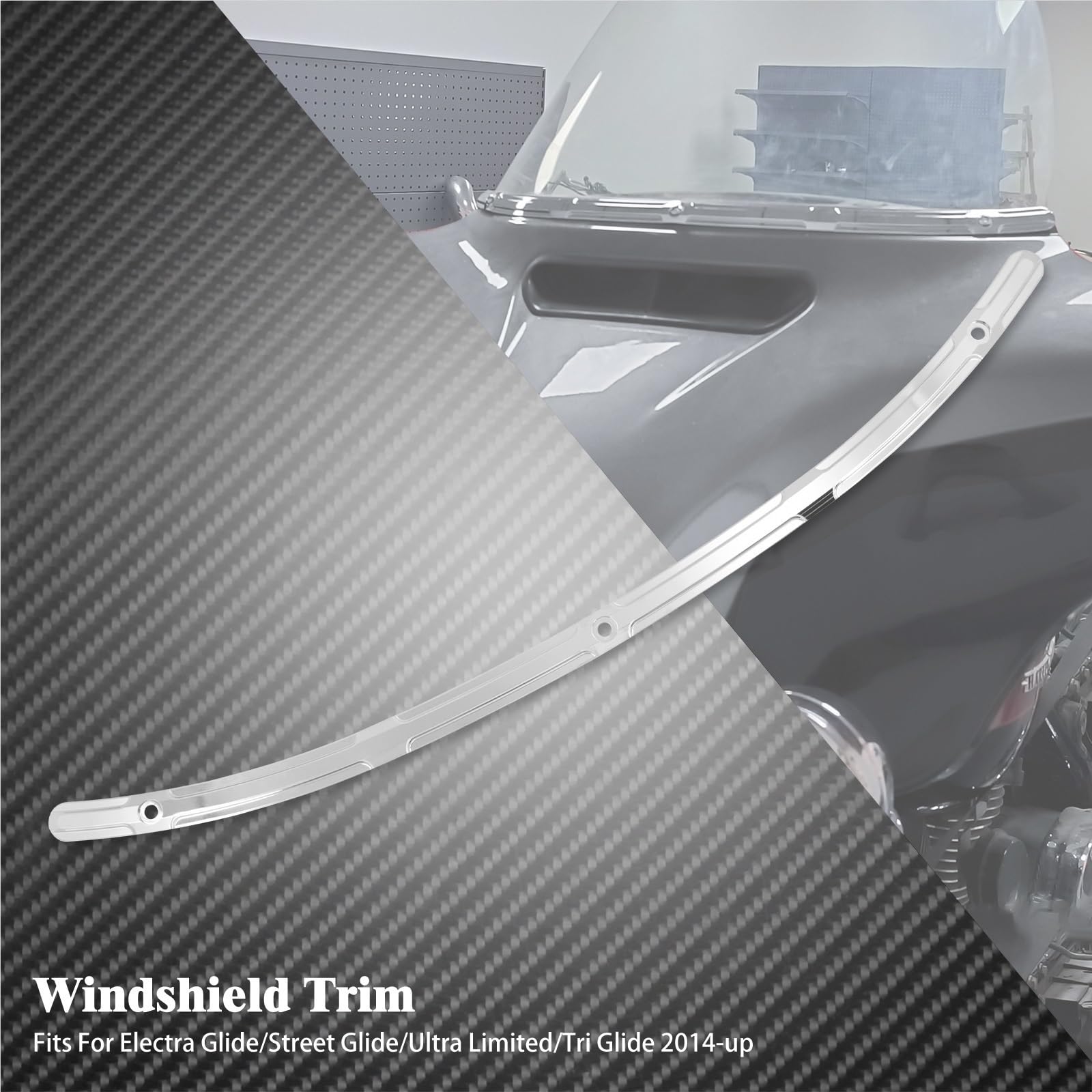 Spoilerscheibe Passend für Harley Touring Street Electra Tri Glide FLHX FLTR FLHTK Ultra Limited 2014-Up Motorrad-Windschutzscheibenverkleidung CNC(Black Wind Trim)