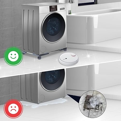 Miniatura 8 de Mini soporte para nevera, soporte ajustable para lavadora con 4 pies de ventosa, pedestal de base universal elevada para lavadora, secadora,