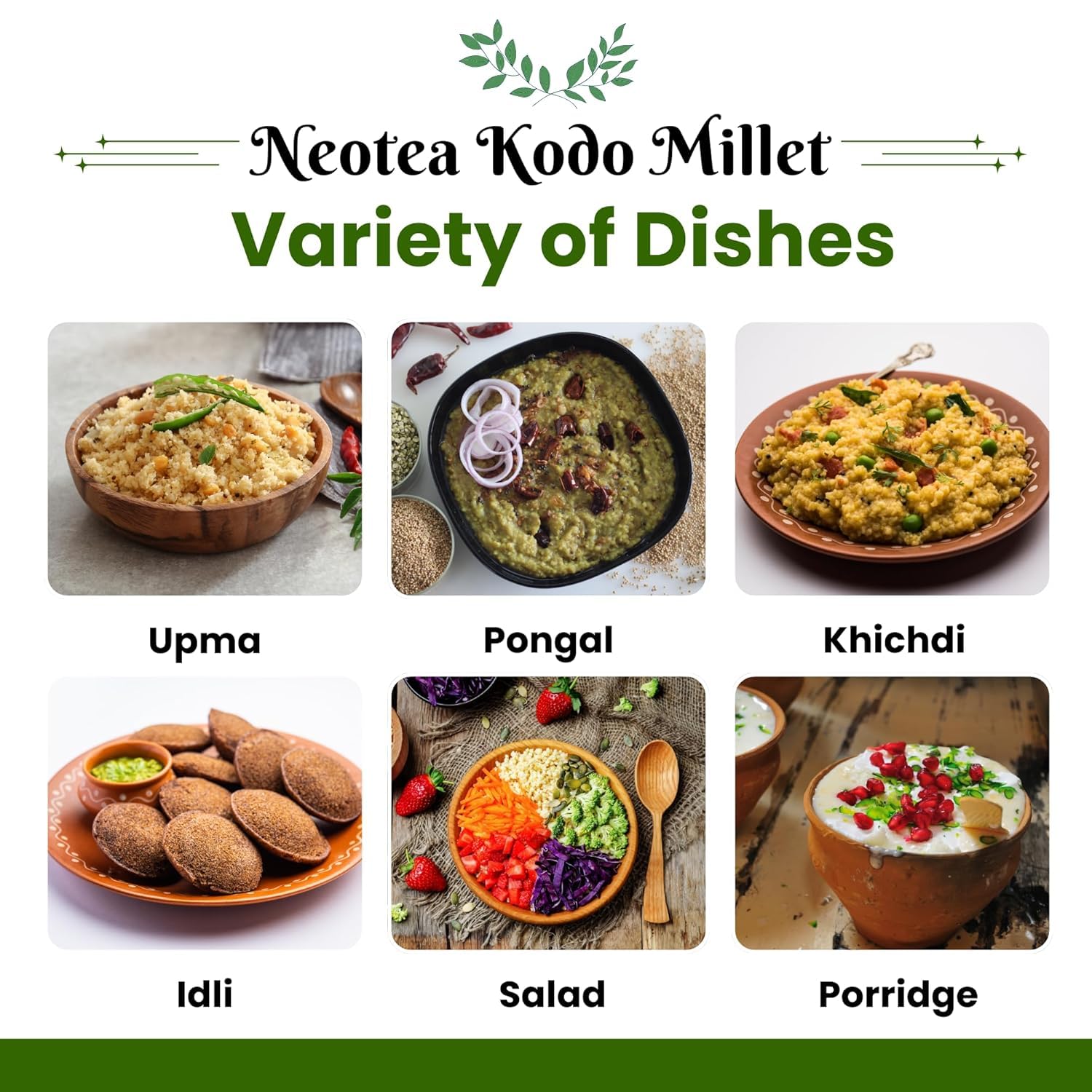 Neotea Organic Kodo Millet (Varagu/Kodra) – 1kg (2.2 lb) | High Fibre & Nutrient-Rich | Chemical-Free & Gluten-Free | Traditional Indian Grain