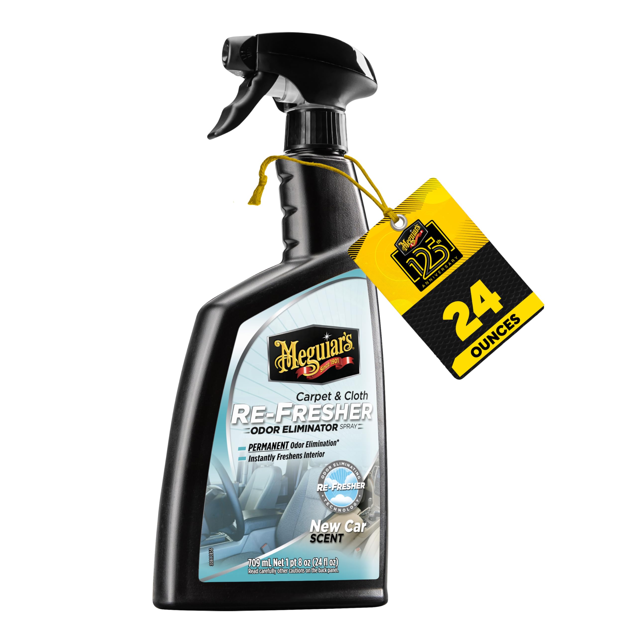 Meguiar's Carpet & Cloth Re-Fresher Odor Eliminator Spray - Interior Fabric Odor Eliminator - Permanently Eliminates Odors & Freshens Fabrics in your Car, Easy to Use Trigger Spray, 24 Oz