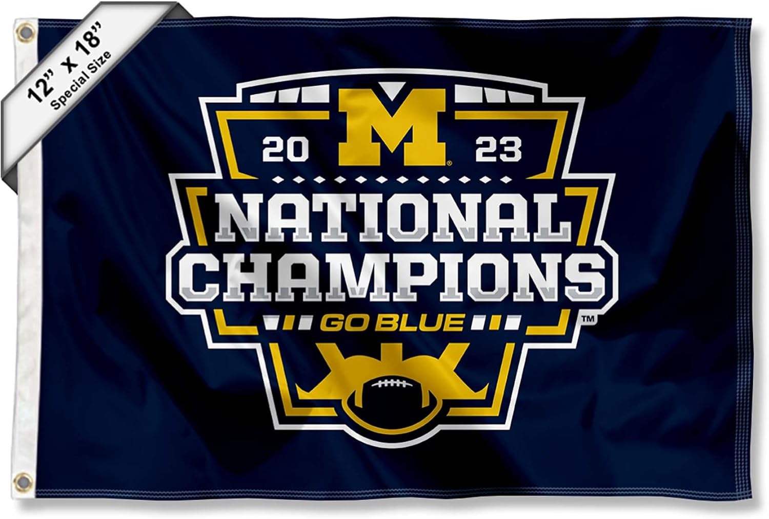 College Flags & Banners Co. Michigan Team University Wolverines Football 2023 CFP National Champions Boat and Golf Cart Flag