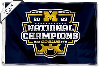 College Flags & Banners Co. Michigan Team University Wolverines Football 2023 CFP National Champions Boat and Golf Cart Flag