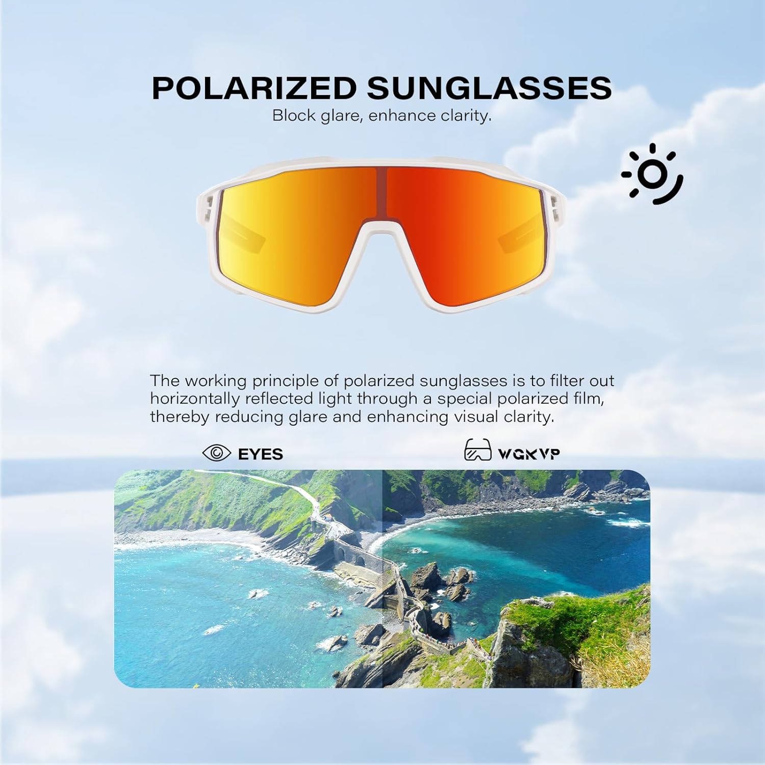 Polarized Sports Sunglasses for Men and Women, UV400 Protection, Running and Cycling glasses - Image 2