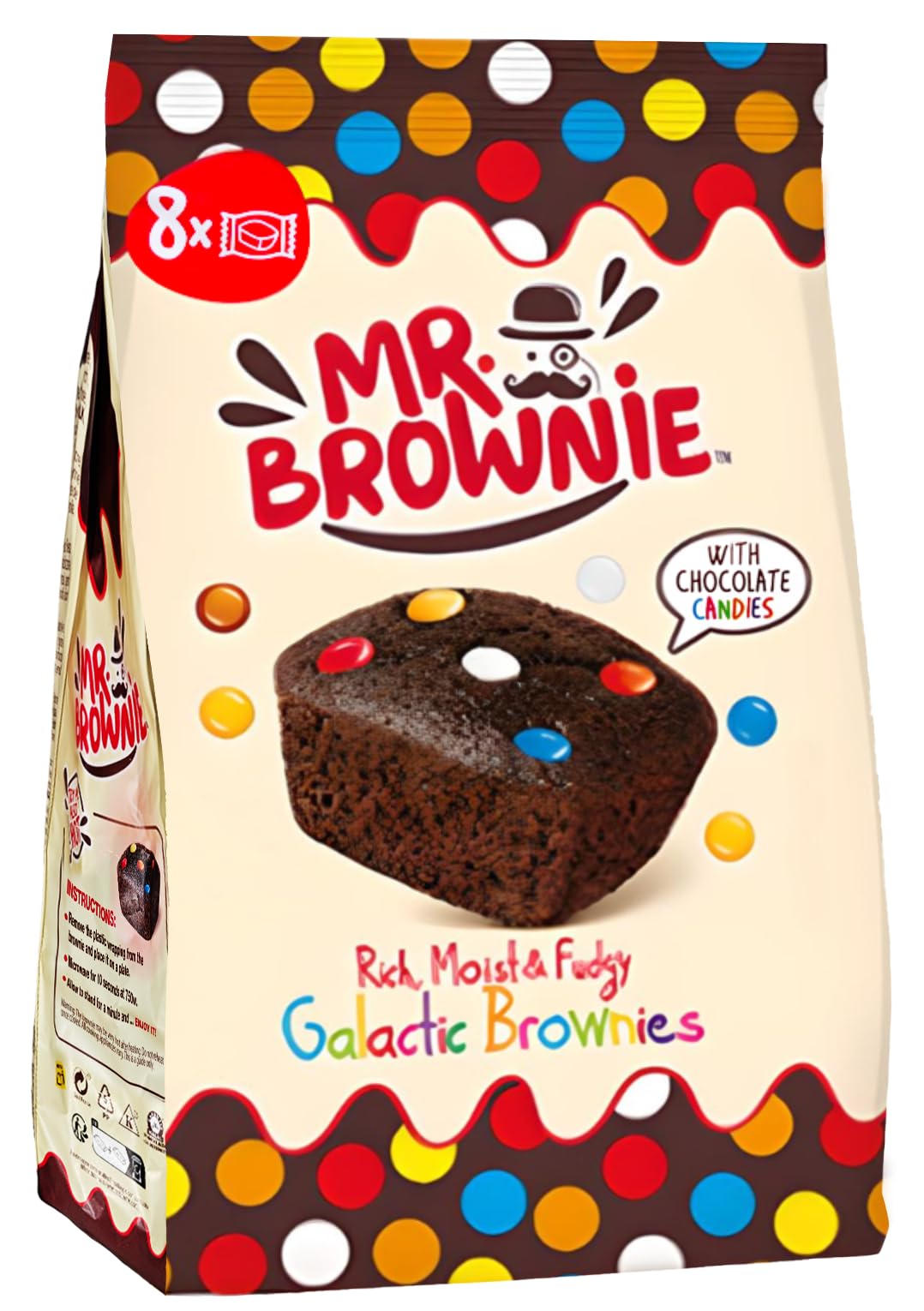 12X Mr. Brownie Brownies Tortine al Cioccolato con Confetti Colorati di Cioccolato a Latte 200g