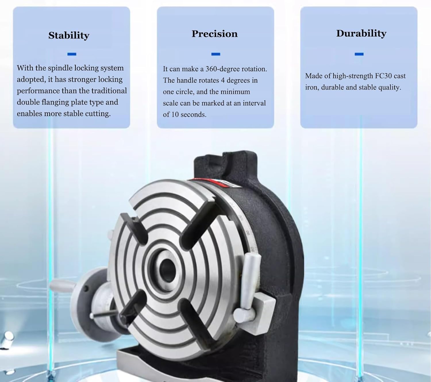 4'' Rotary Table for Milling Machines, Horizontal Vertical Model, Precision Milling Rotary Table, for Milling Engineering Indexing Tools