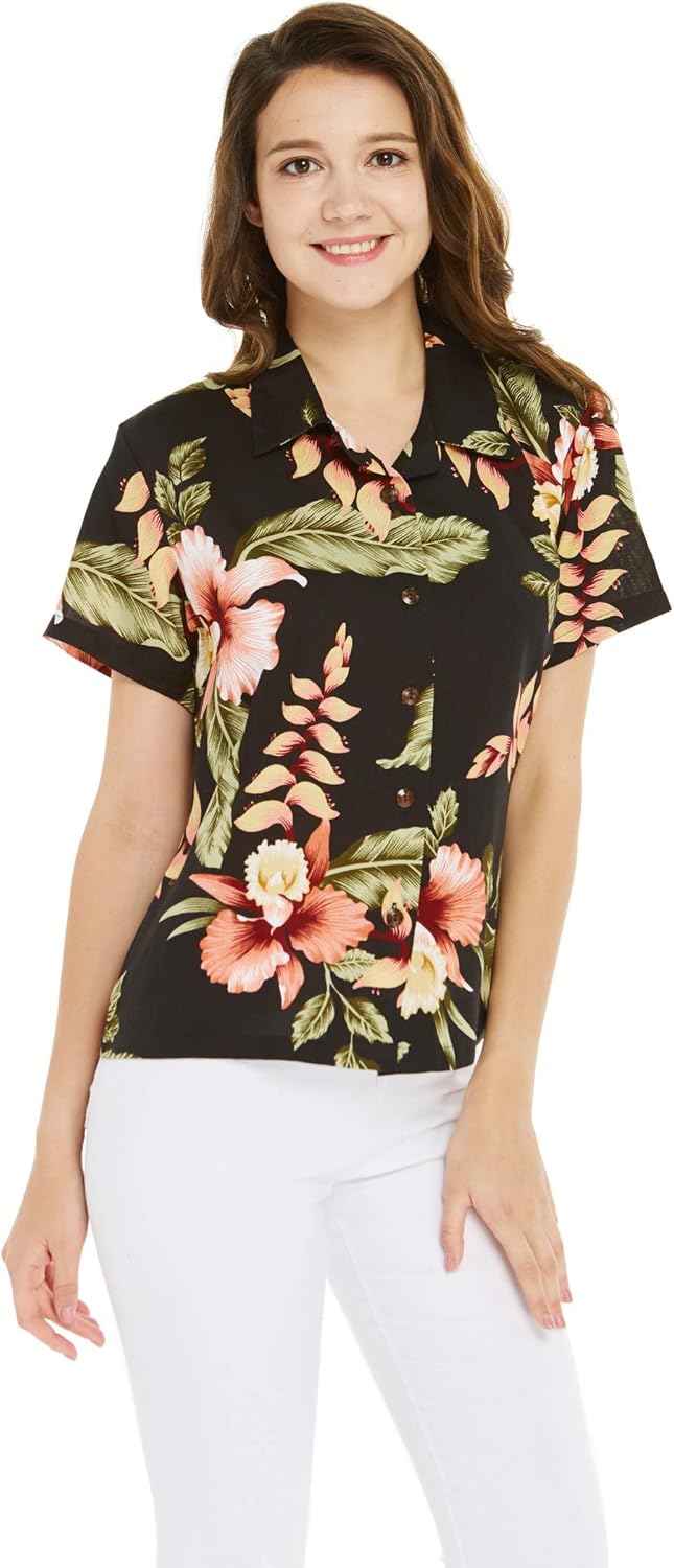 Couple Matching Hawaiian Luau Outfit Aloha Shirts in Cream Rafelsia