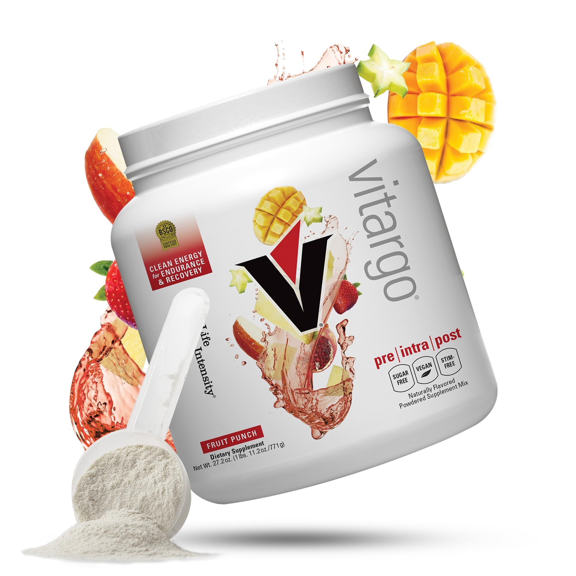 Vitargo Carbohydrate Powder, 2X Faster Muscle Glycogen Replenishment, 1.7 LB Fruit Punch, Pre, Intra & Post, Sugar-Free Complex Carb Powder for Recovery, Endurance & Muscle Gain, Made in USA