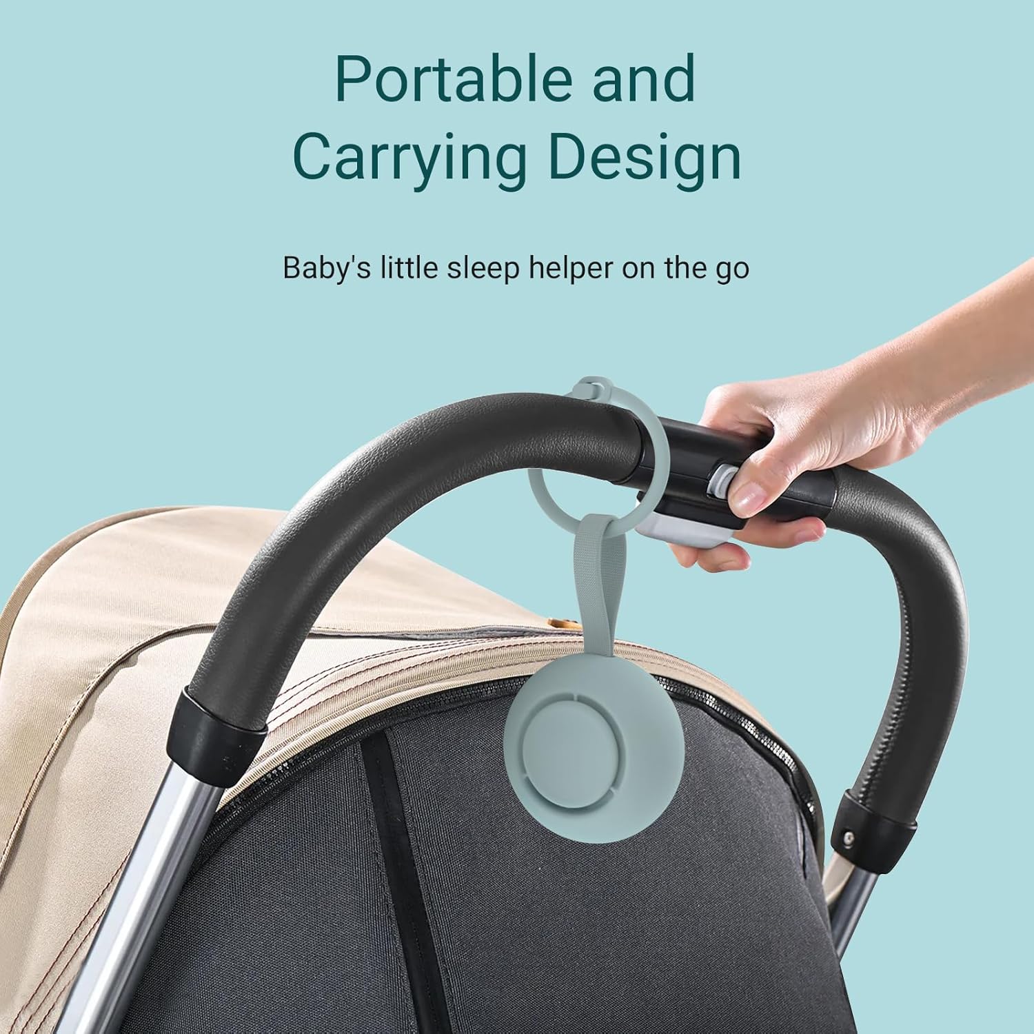 portable baby sound machine [white noise for babies kids adults][sleep soother][timer function][12 soothing sounds] 15 hours battery life, registry gift,shower,clips on baby stroller.slate