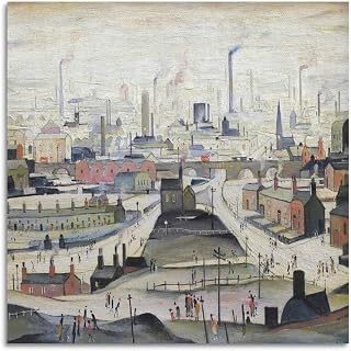 Industrial Scene - by Laurence Stephen Lowry Painting Art Posters Gifts Canvas Painting Wall Art Decorative Picture Prints Modern Decor 16x16inch(40x40cm)