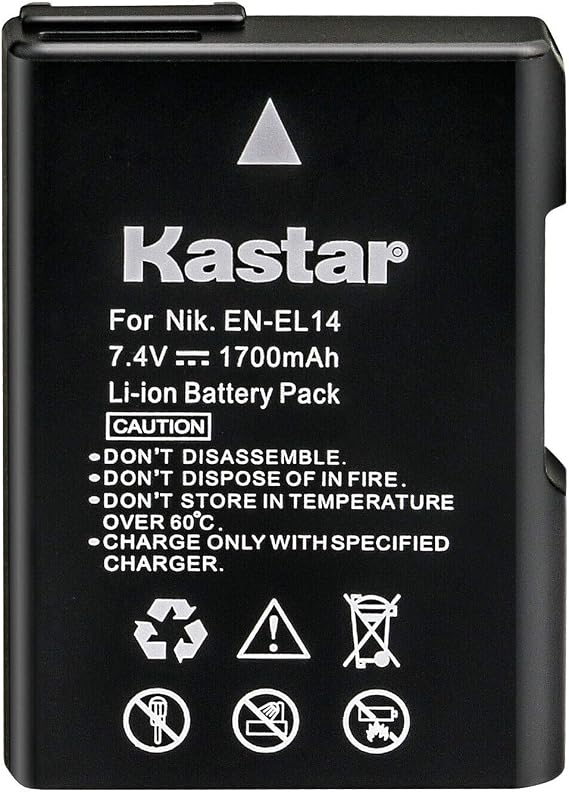 Kastar 2-Pack EN-EL14 Battery Replacement for Nikon EN-EL14a, EN-EL14b, EN-EL14c, EN-EL14, Nikon 27126 Battery, Nikon MH-24a, MH-24 Charger