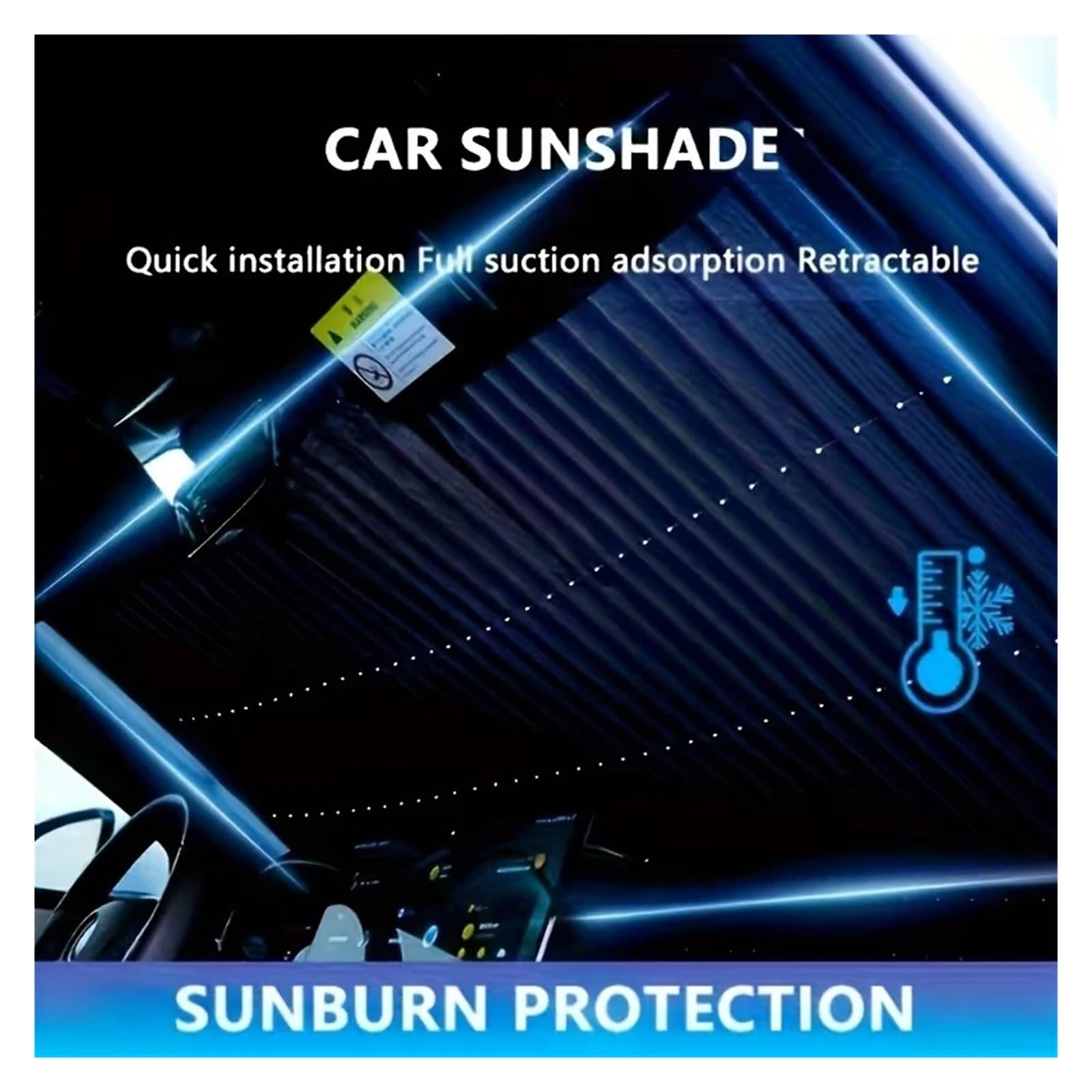 Parasol retráctil para Parabrisas de Coche con ventosas, Plegable para Ventanas Delanteras y traseras, con protección UV para Verano (80 cm - Camión)