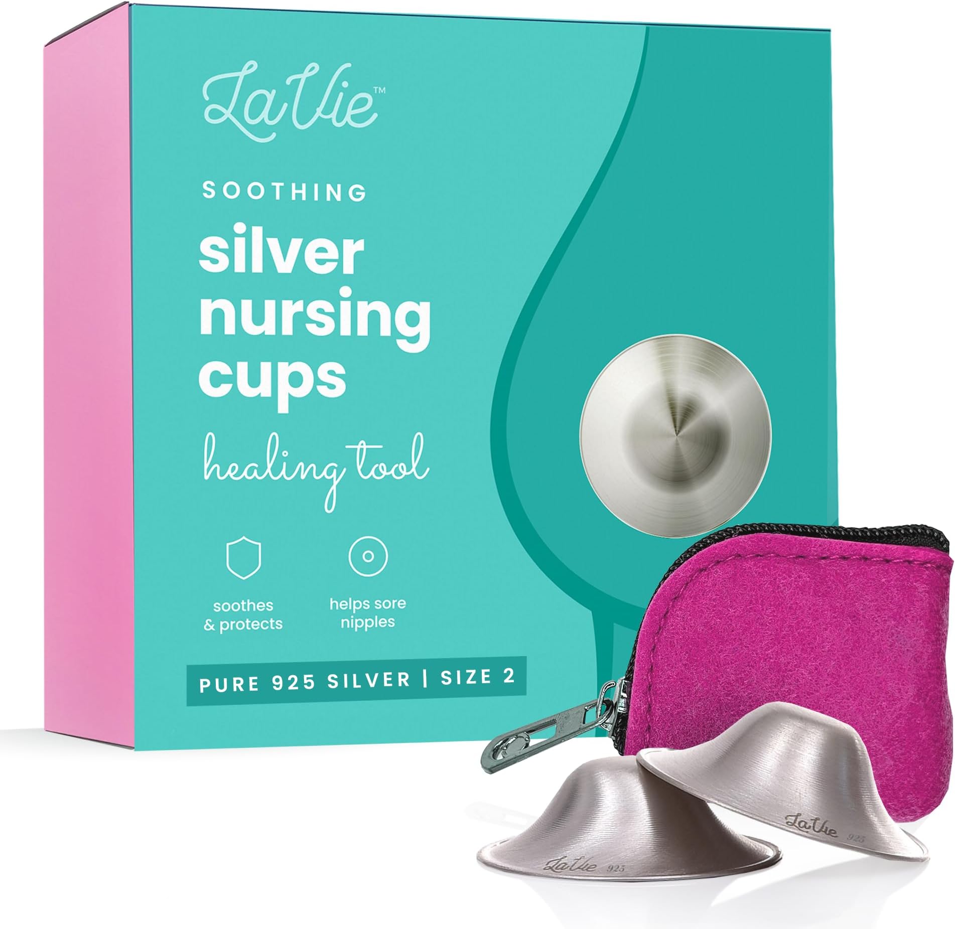 LaVie Silver Nursing Cups, Soothing Protection for Nursing Nipples