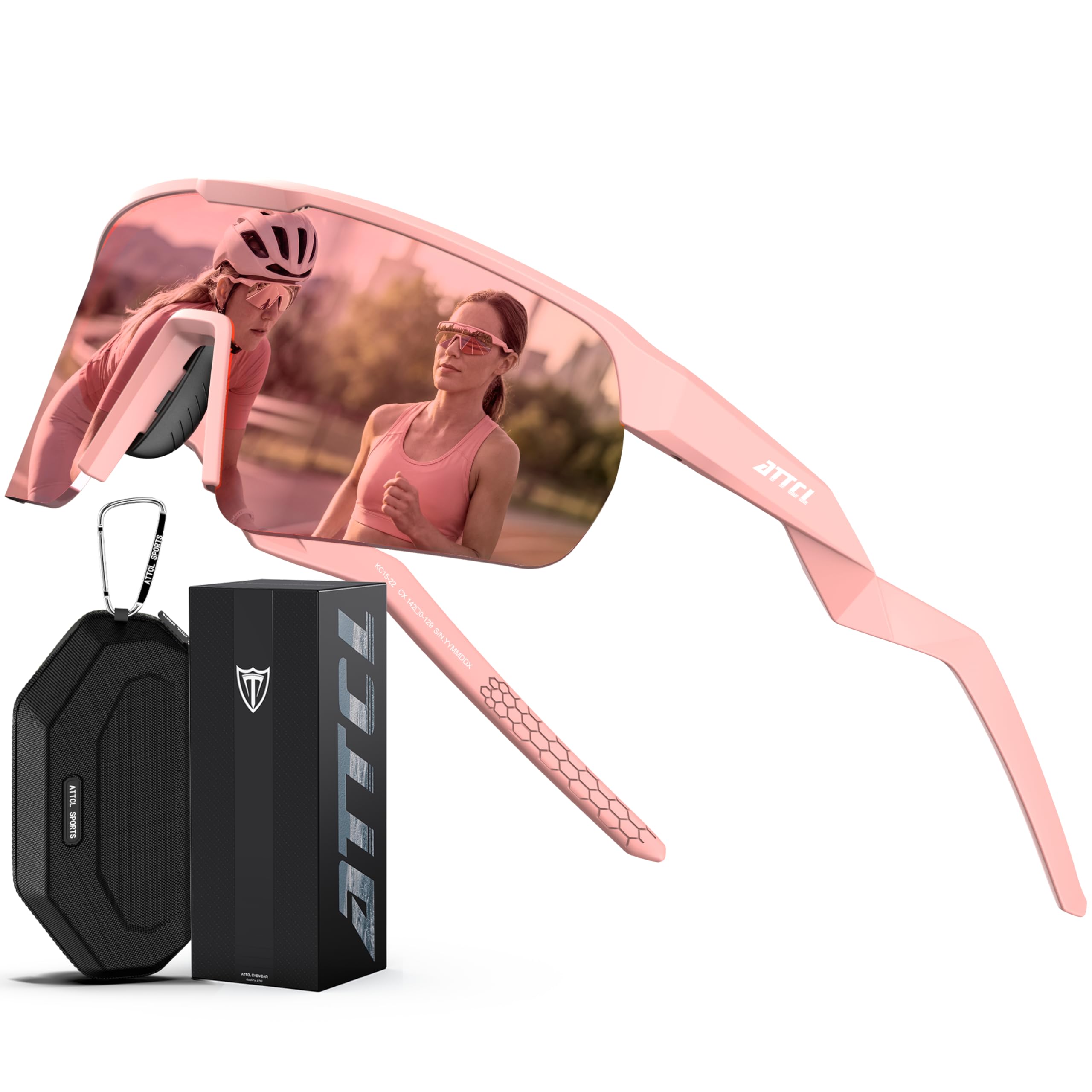 ATTCL Sonnenbrille Herren Damen Sports UV400 Wrap-Around TR90 Fahrradbrille | Leicht, HD TAC Linse, Blendschutz, Rutschfest, Verstellbare Bügel und Nasenpolster, Laufen, Wandern, Cat 3