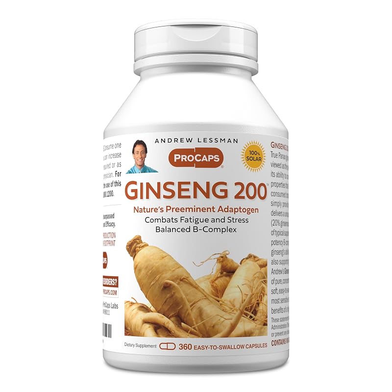 ANDREW LESSMAN Suplemento Fitoterápico de Extrato de Panax ginseng 200 mg, 360 cápsulas