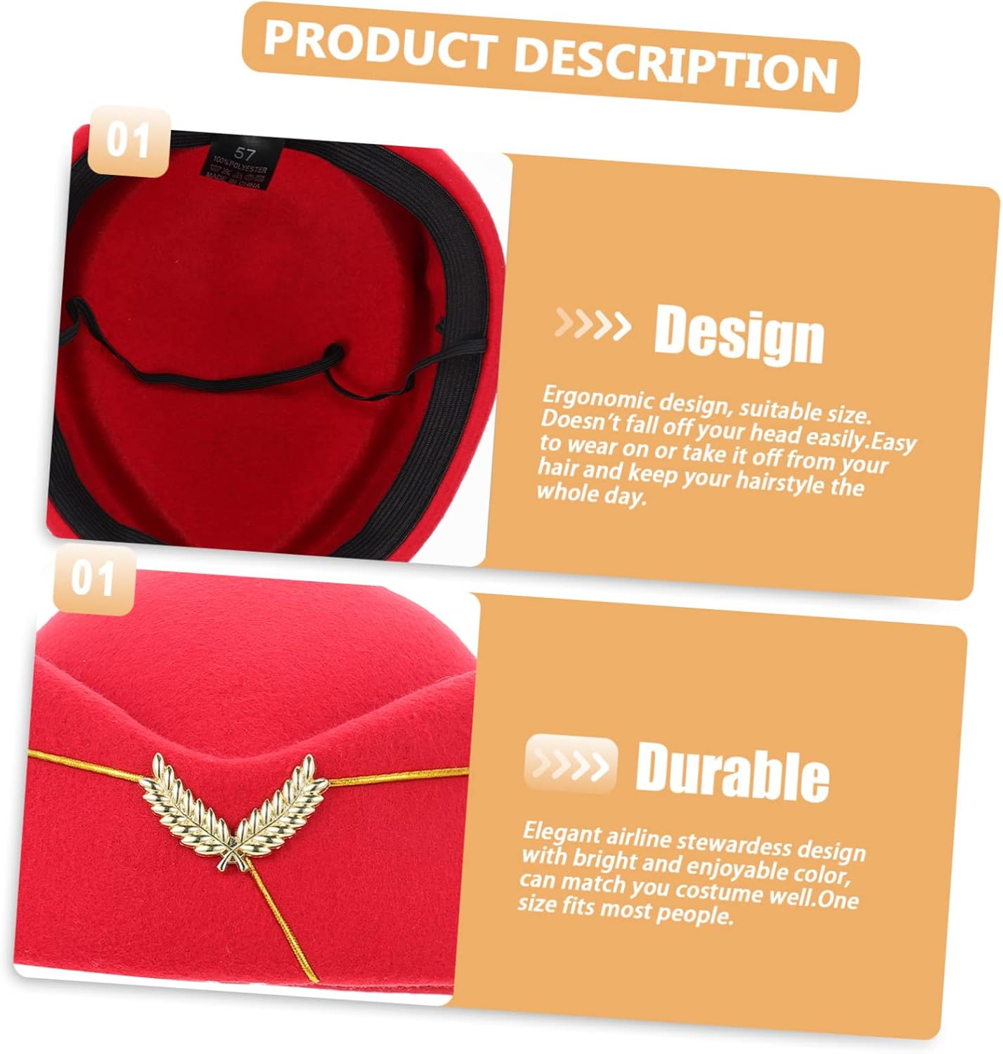 STOBOK 4pcs Airplane Stewardess Hat Uniform Cosplay Hat for Flight Attendant Costume Vintage Inspired Captain Hat for Themed Parties and Decor