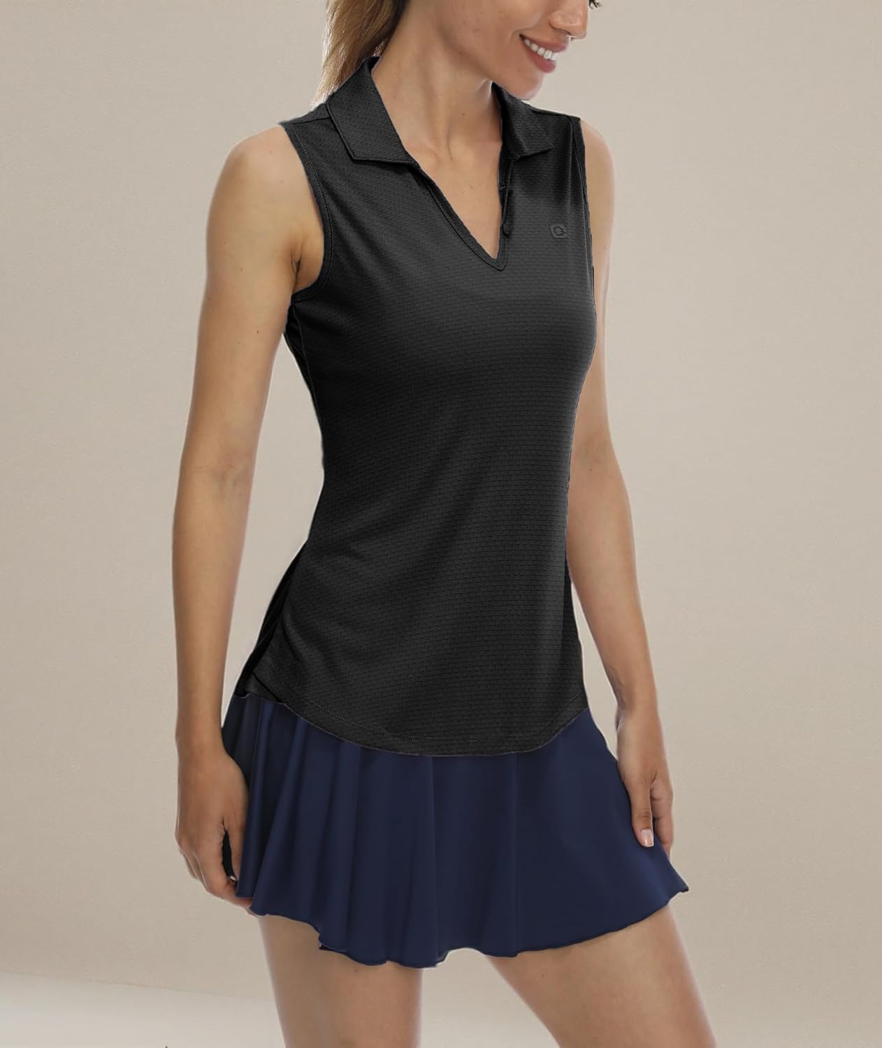 LastFor1 Women's Sleeveless Polo Golf Shirts Quick Dry 50+ UV Protection V-Neck with Collar Lightweight Tennis Tank Tops