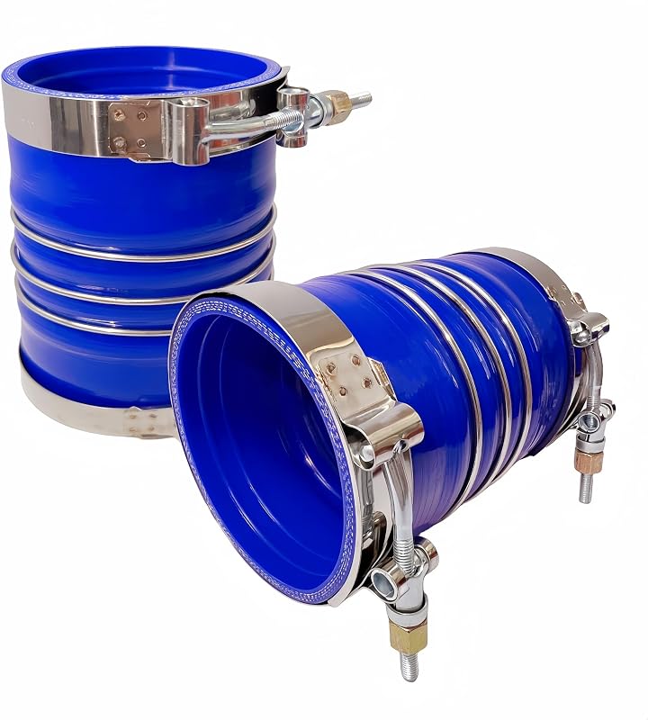 Silicone Charge Air Cooler Hump Hose 4" X 6" Heavy Duty Intercooler Hoses Boot Kit with T-bolt Clamps Set for Class 7 & 8 Trucks and Semi Trucks, 2PCS (Blue)