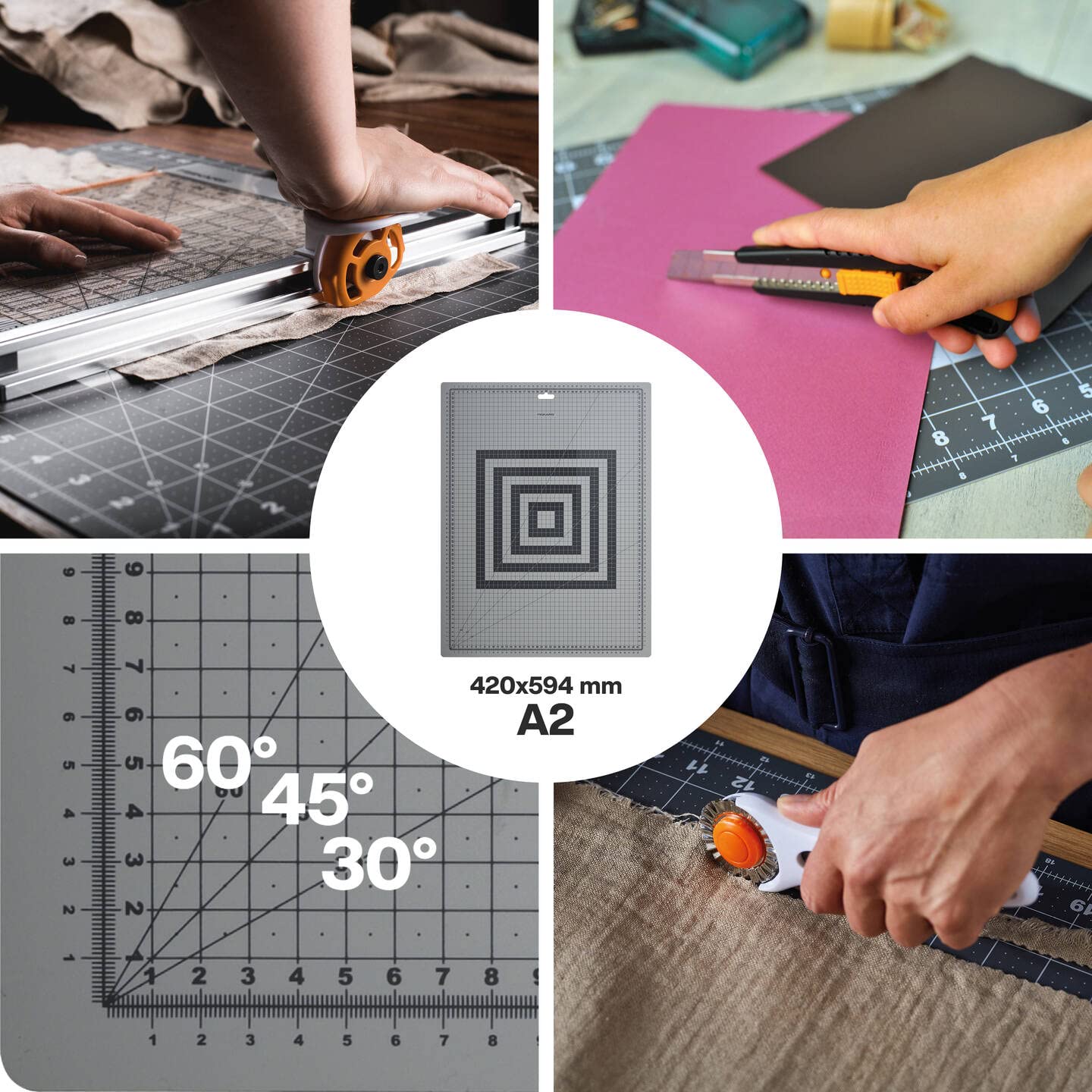 Fiskars Tapis de découpe A2, 45 cm x 60 cm, Résistant à la découpe, 1003895